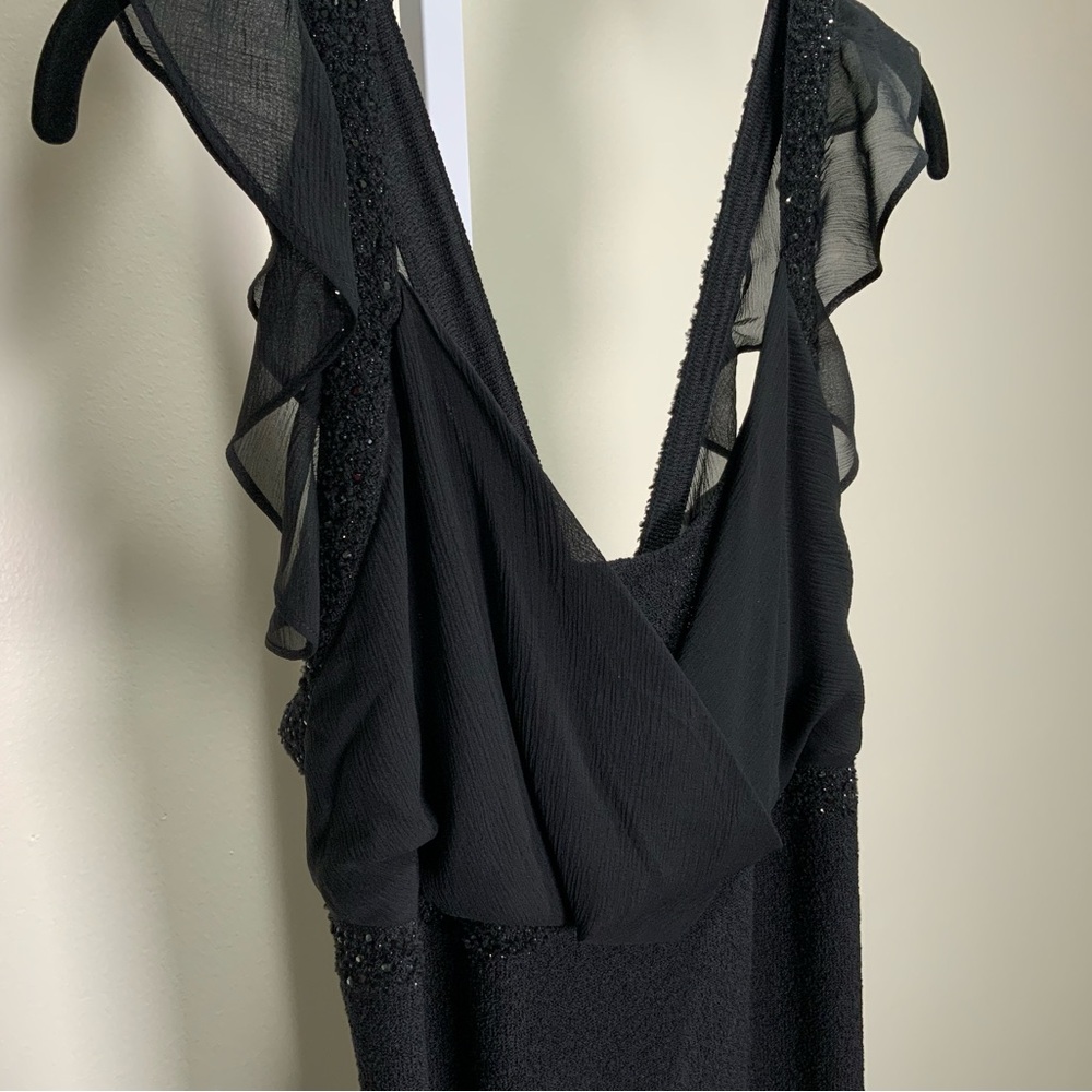 St. John Black Silk And Wool Crystal Gown Sleeveless Maxi Dress 10